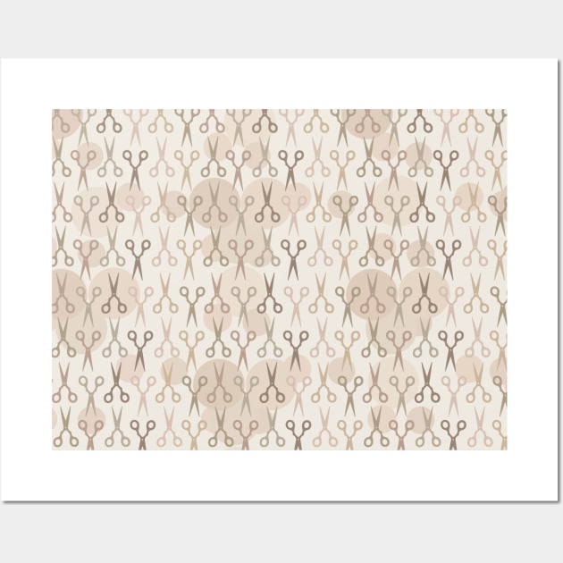 Beige Scissors Pattern Wall Art by XOOXOO